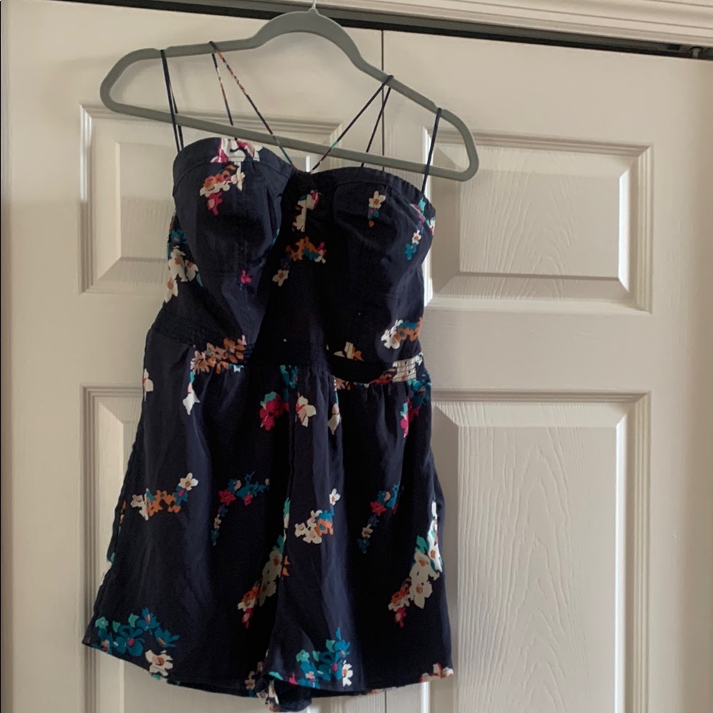 American Eagle Outfitters Smocked Floral Strappy Romper